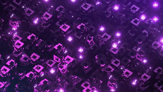抽象技术背景-可循环-数据传输，生产线，量子计算-紫色
