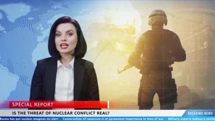 女新闻主播关于核冲突
