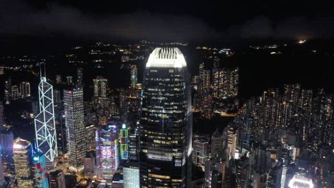 观赏香港市区夜景夜晚高楼大厦亮化