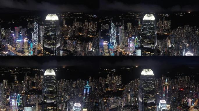 观赏香港市区夜景夜晚高楼大厦亮化