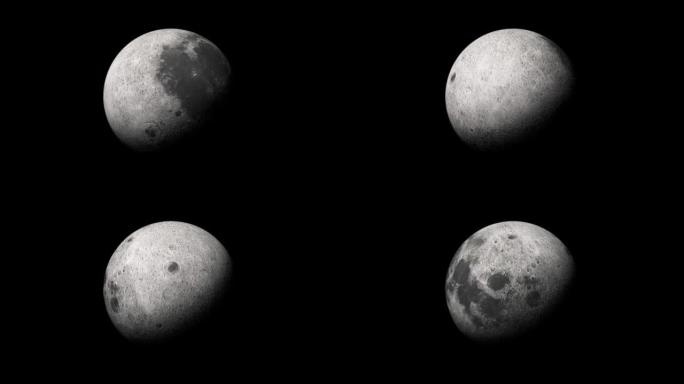 黑色背景上的月亮动态动画3D月球