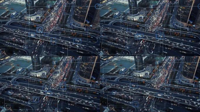 智能交通俯拍航拍科技未来路况车流