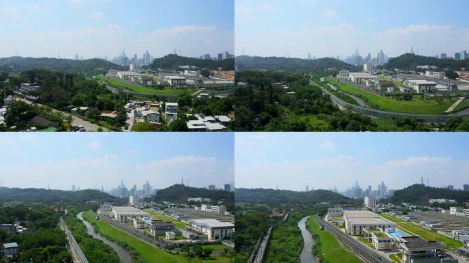 中国深圳市区城市景观的鸟瞰图 (白天)