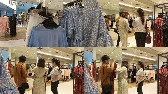 3亚洲华人女性在服装店选择服装