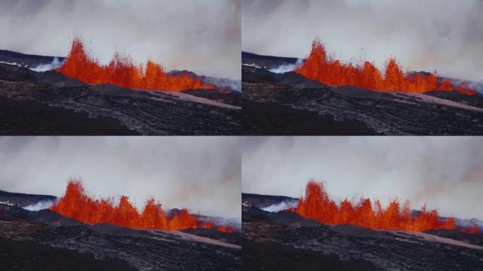 夏威夷莫纳罗亚火山爆发2022年的慢动作