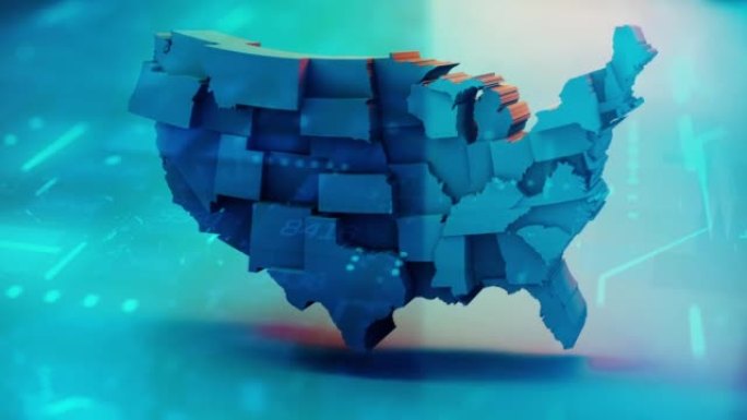 美国地图背景三维动画版图