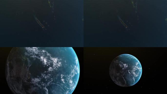 新喀里多尼亚地图，通过4k照片真实的动画地球仪放大到空间，全景包括澳大利亚。史诗旋转世界动画，现实地