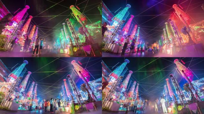 时间流逝的灯光交响曲萨拉克·尤姆节，兰蓬，泰国