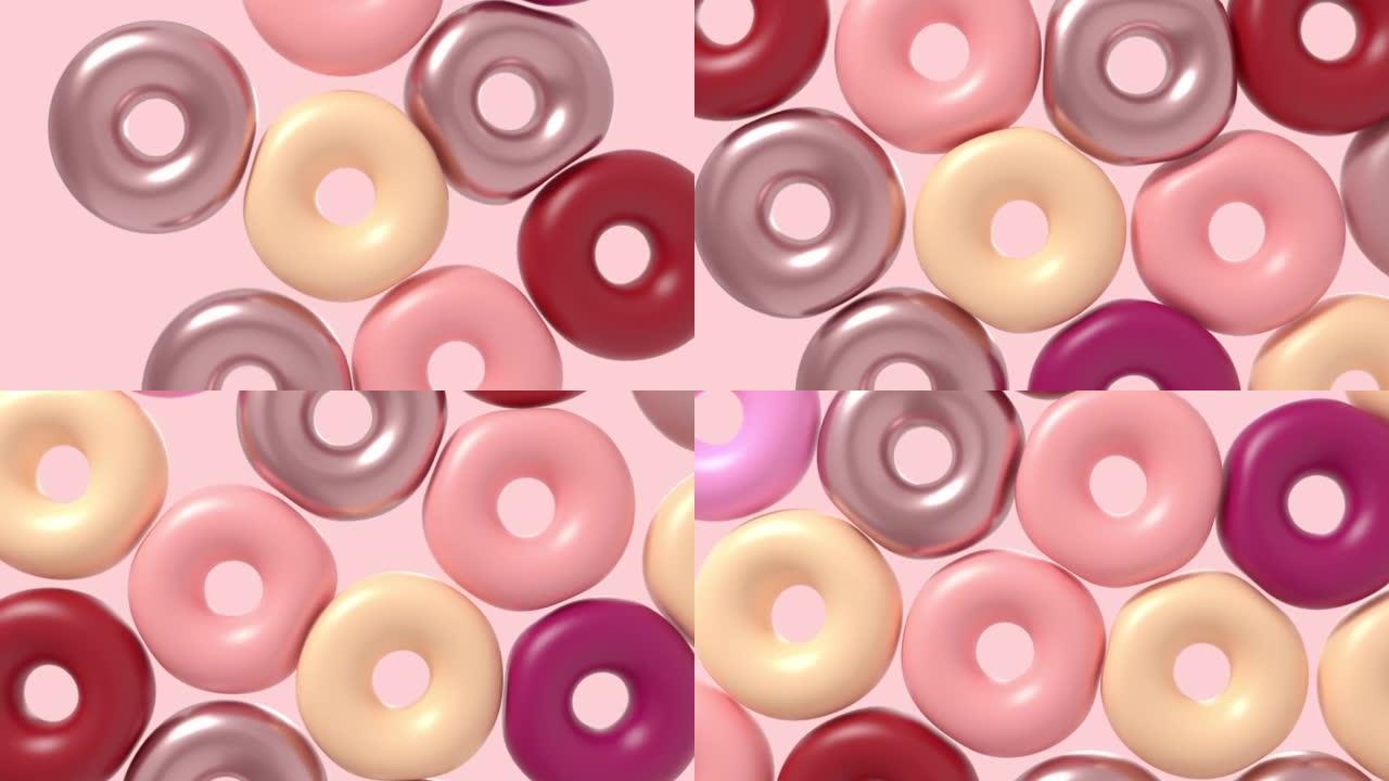 抽象背景与柔和的彩色甜甜圈