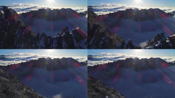 云雪山上的日出巍峨壮观壮丽航拍中国群山云