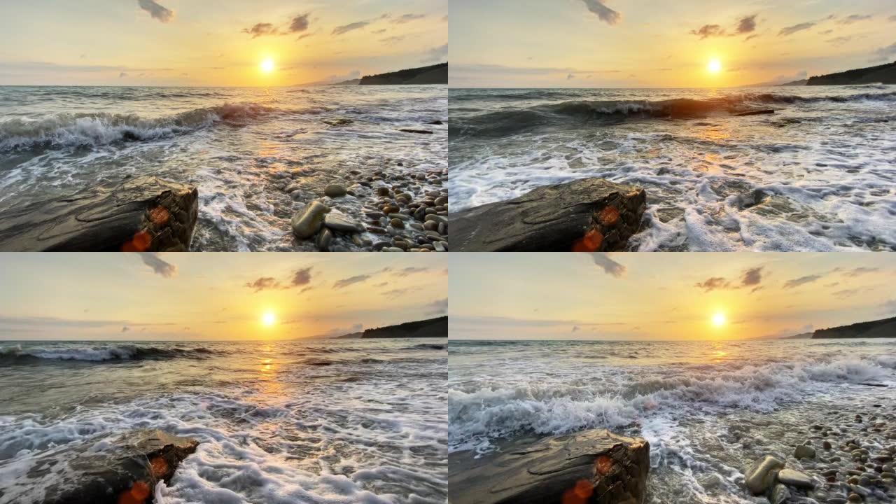海上雄伟的日落海边海滨黄昏夕阳落日