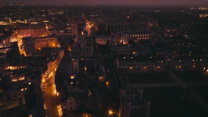 鸟瞰图英国夜间剑桥市