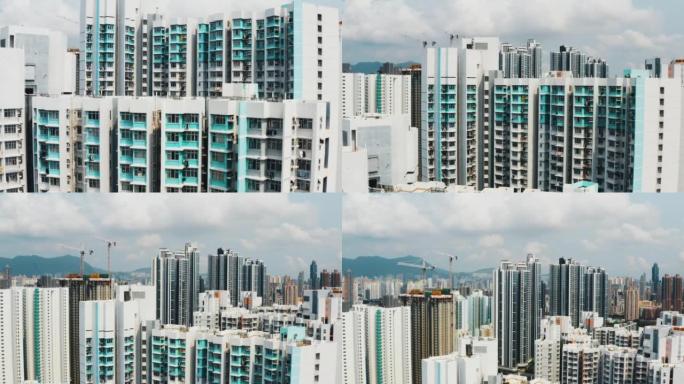 香港高密度生活航拍大楼大厦