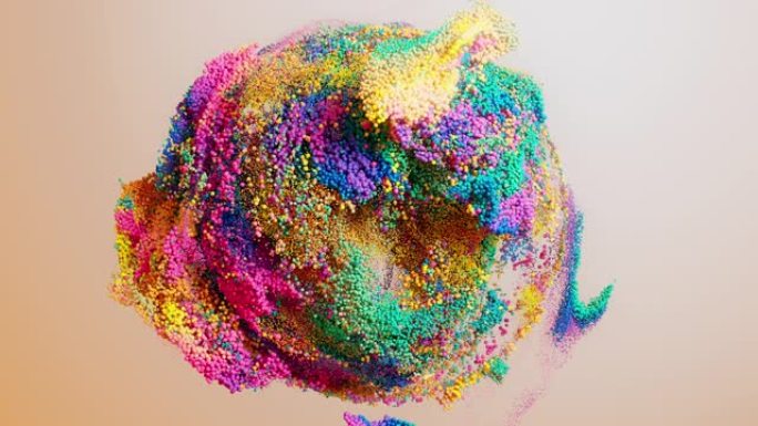 形成球体的彩色粒子