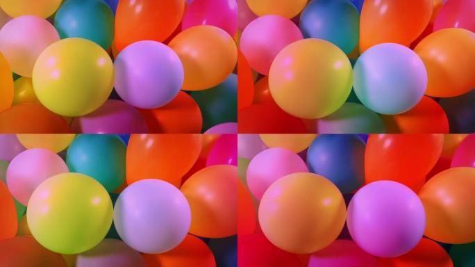 明亮的彩色气球上的派对灯