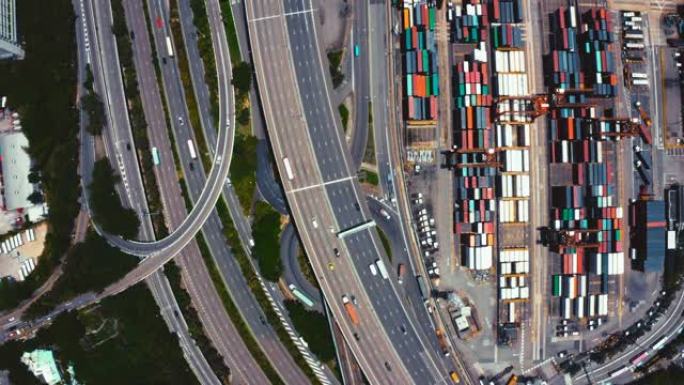 中国香港的货柜码头及桥梁