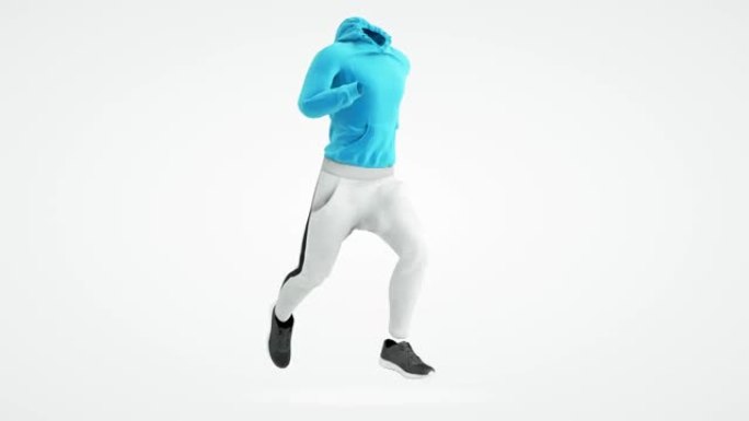 概念运动和健康的生活方式。跑步运动服3d动画循环拍摄。适合运动员跑步者训练锻炼。运动身材的人快速向前