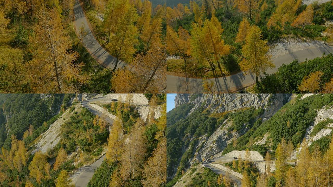 空中: 秋天的田园诗般的山路