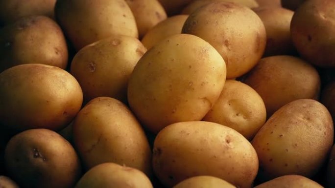 土豆堆旋转特写特写果蔬土豆