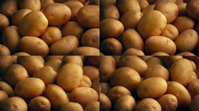 土豆堆旋转特写特写果蔬土豆