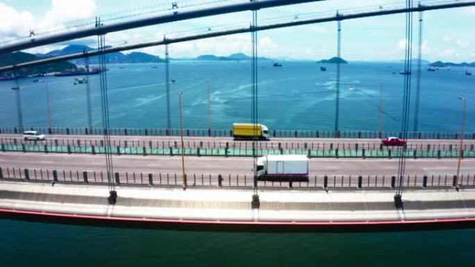 香港青马大桥青马大桥车辆行驶青马大桥车流