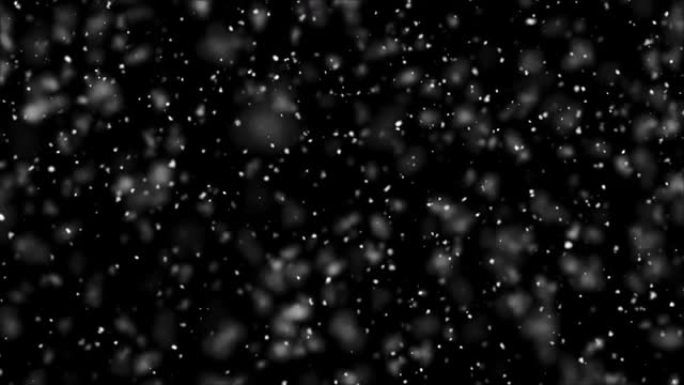 黑色背景上的高细节和孤立的落雪。色度键，可循环。圣诞节，短片效果，下雪，电影业，动画，雪花，下雪，自