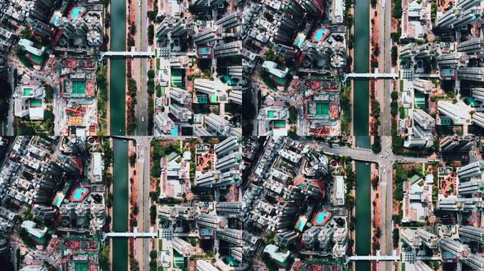 香港的公寓景观航拍俯拍道路桥梁交通路况