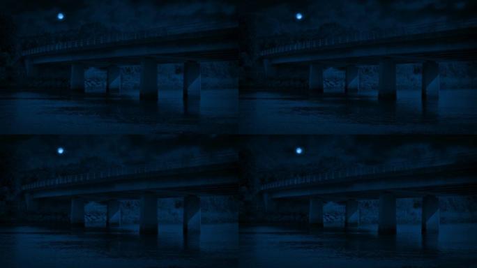 河上的月光公路桥漆黑