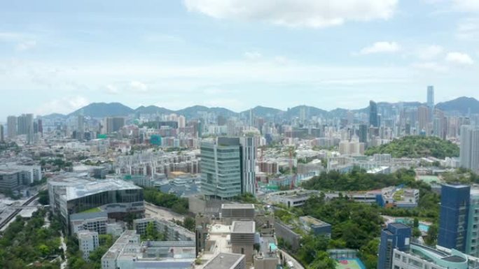 香港无人机拍摄的空中九龙概况晴天