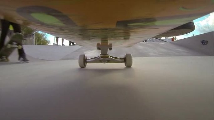 滑板下的摄像机: 滑板场中的滑板