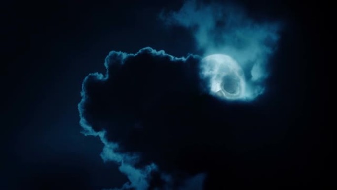 骷髅月亮从云层后面出来
