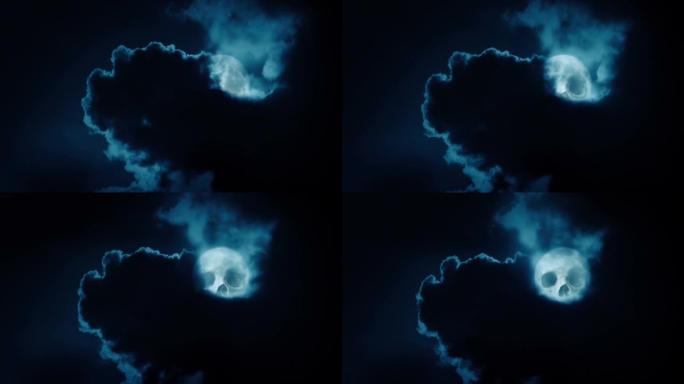 骷髅月亮从云层后面出来