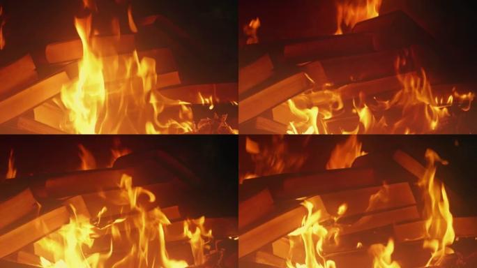 一堆书在烟熏的火中燃烧