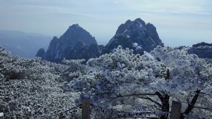 中国黄山国家公园冬季景观
