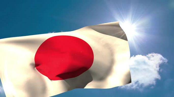 日本国旗在微风中飘扬