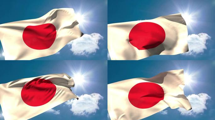 日本国旗在微风中飘扬