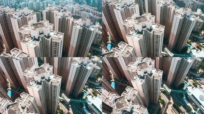 香港高层建筑的无人机视图