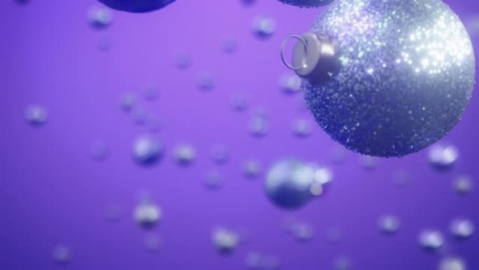 悬浮紫色圣诞饰品球体动态动画3D