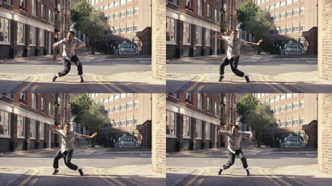 非裔美国人跳舞循环嘻哈舞者在街头表演者做自由式舞蹈4k