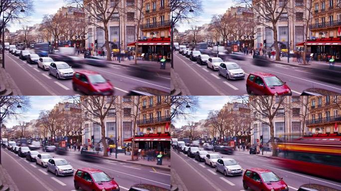巴黎交通拥挤的汽车。市街。城市生活。