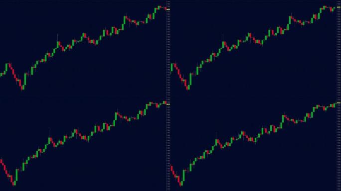 显示屏上出现的动态股票市场图