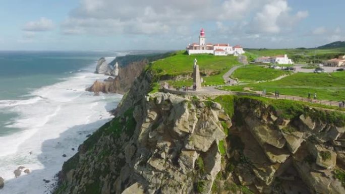 葡萄牙，Cabo da Roca的大西洋海岸无人机视图。夏日