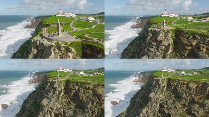 葡萄牙，Cabo da Roca的大西洋海岸无人机视图。夏日