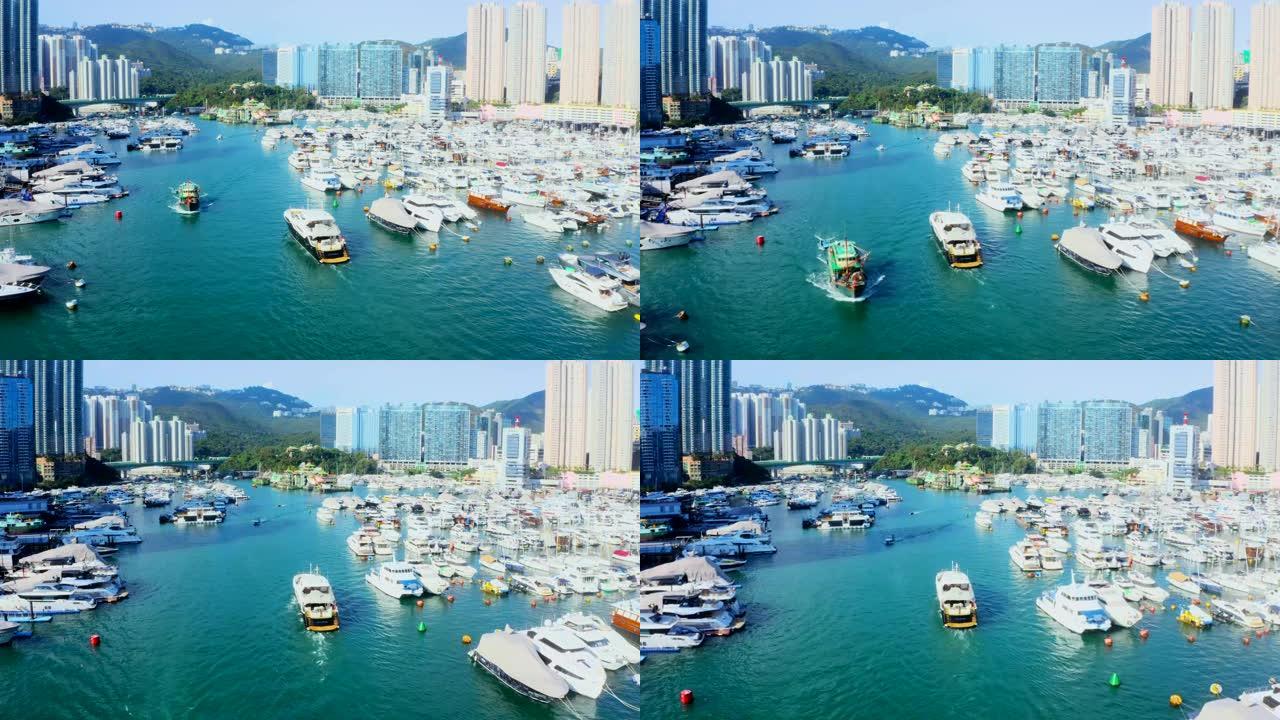香港码头无人机鸟瞰图