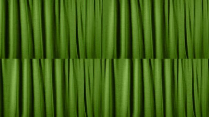 沿着绿色窗帘移动空镜窗户窗口