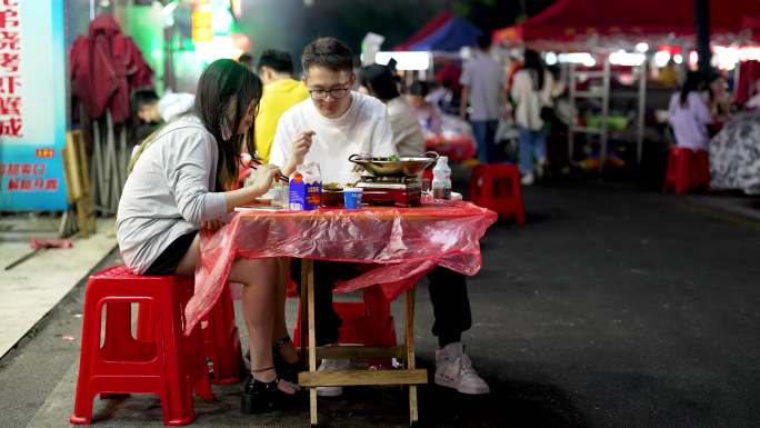 4K长沙网红夜市扬帆夜市小吃街烟火气合集