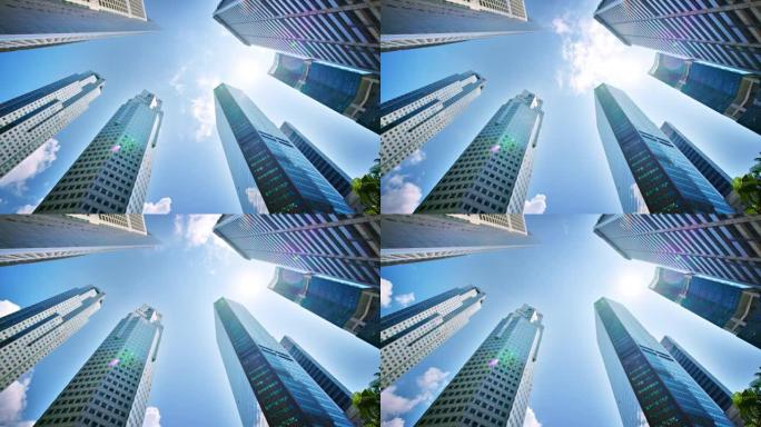 天空中的金融大厦。商业概念