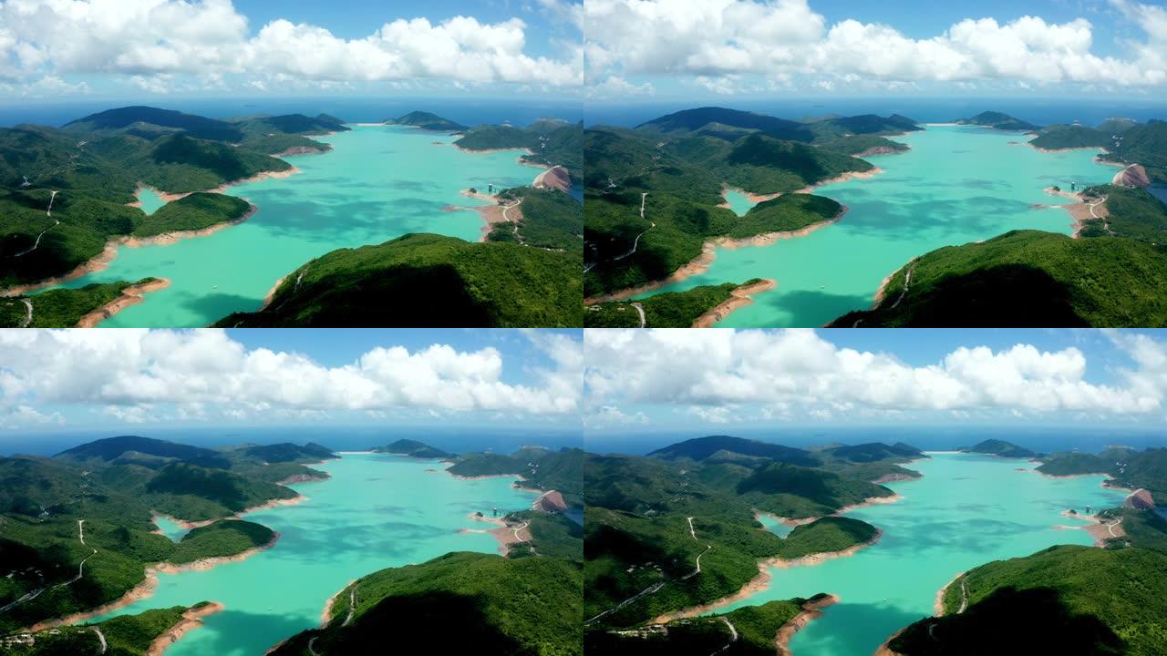 香港西贡半岛东南部高岛水库鸟瞰图，