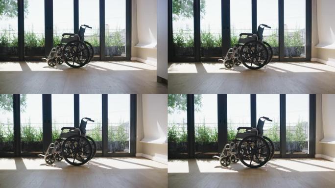 装有轮椅的空房间的4k录像