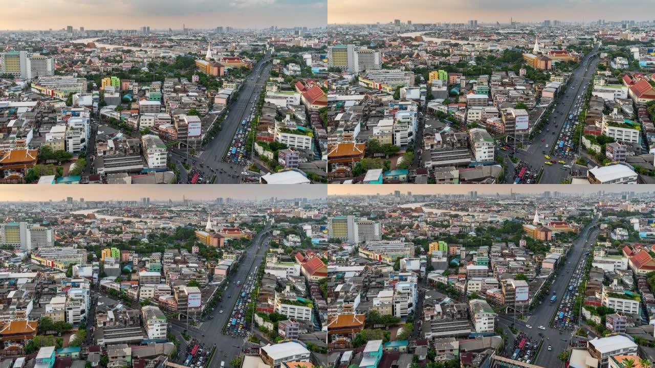 泰国曼谷的城市景观和交通道路的时间流逝